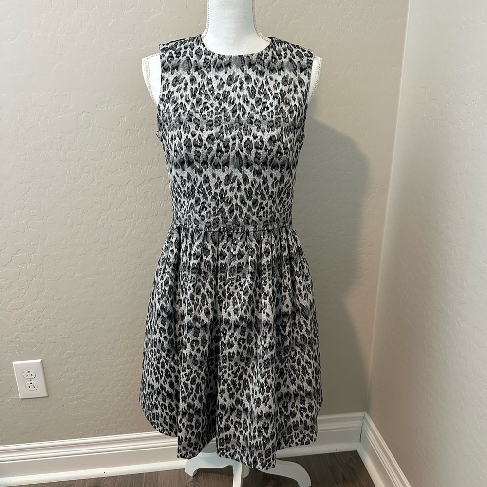 Black and Gray Leopard print fitted bodice dress